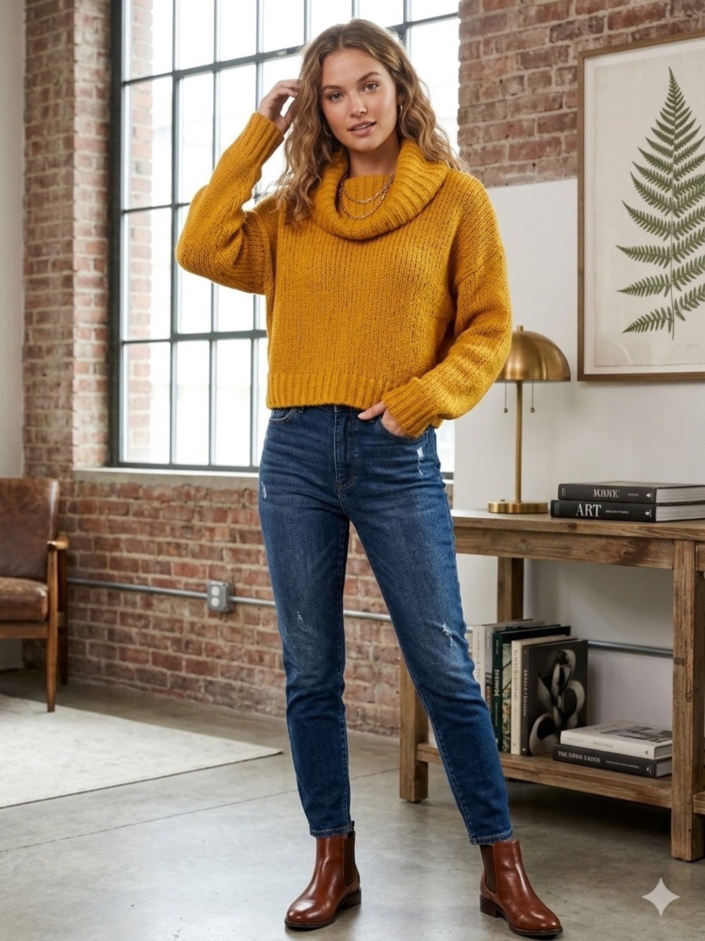 Pilcro x Anthropologie Cowl Neck Knit Relaxed Boxy Sweater golden rod XXS.